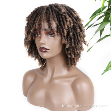 Wholesale 12" quality Braid vendors color short afro kinky curly wig cheap heat resistant synthetic hair ombre Goddess wigs
